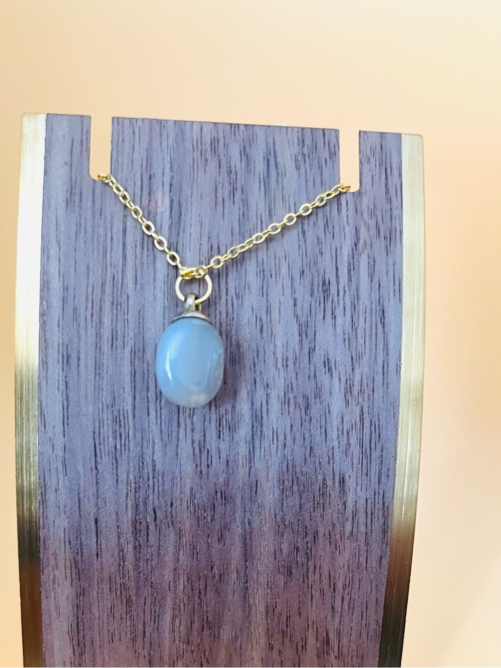 Gold plated Chain Necklace with carved Stone Pendant